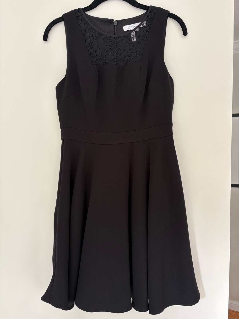 BCBGeneration Black Lace Yoke Fit & Flare Dress